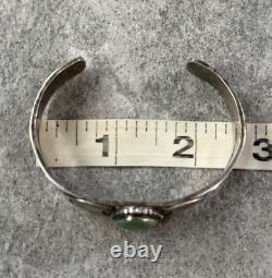 Old Vintage Native American Navajo Turquoise FINELY STAMPED Sterling Bracelet