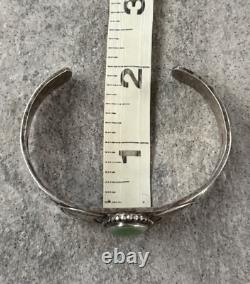 Old Vintage Native American Navajo Turquoise FINELY STAMPED Sterling Bracelet