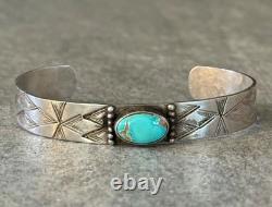 Old Vintage Native American Navajo Turquoise Gem stone Sterling silver Bracelet