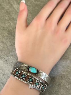 Old Vintage Native American Navajo Turquoise Gem stone Sterling silver Bracelet