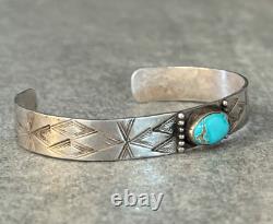 Old Vintage Native American Navajo Turquoise Gem stone Sterling silver Bracelet