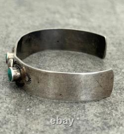 Old Vintage Native American Navajo Turquoise STAMPED Sterling Bracelet 6.5 in