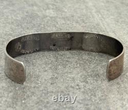 Old Vintage Native American Navajo Turquoise STAMPED Sterling Bracelet 6.5 in
