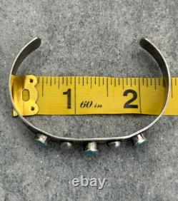 Old Vintage Native American Navajo Turquoise STAMPED Sterling Bracelet 6.5 in