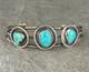 Old Vintage Native American Navajo Turquoise Shadowbox Sterling LARGE Bracelet