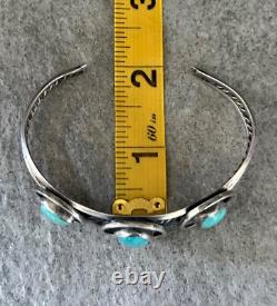 Old Vintage Native American Navajo Turquoise Shadowbox Sterling LARGE Bracelet