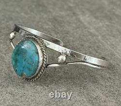 Old Vintage Native American Navajo Turquoise Sterling Bracelet