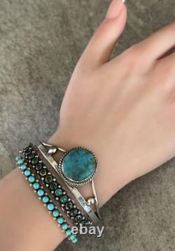 Old Vintage Native American Navajo Turquoise Sterling Bracelet