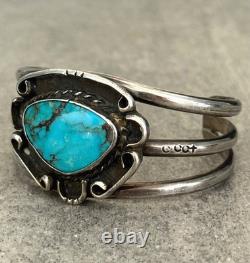 Old Vintage Native American Navajo Turquoise Sterling Bracelet 6.5 in 43+g