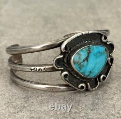Old Vintage Native American Navajo Turquoise Sterling Bracelet 6.5 in 43+g