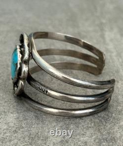 Old Vintage Native American Navajo Turquoise Sterling Bracelet 6.5 in 43+g