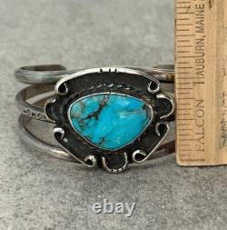 Old Vintage Native American Navajo Turquoise Sterling Bracelet 6.5 in 43+g