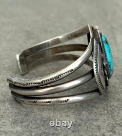 Old Vintage Native American Navajo Turquoise Sterling Bracelet 6.75 in 44g