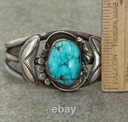 Old Vintage Native American Navajo Turquoise Sterling Bracelet 6.75 in 44g
