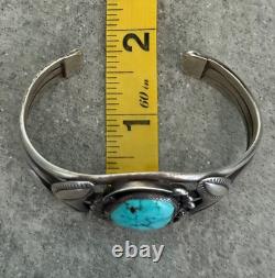 Old Vintage Native American Navajo Turquoise Sterling Bracelet 6.75 in 44g