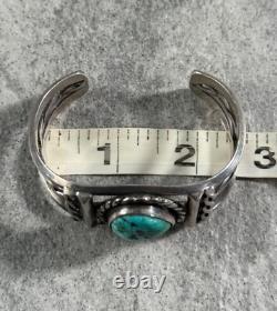 Old Vintage Native American Navajo Turquoise Sterling silver Rope Bracelet 42+g