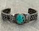 Old Vintage Native American Navajo Turquoise Twisted Rope Sterling Bracelet