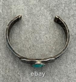 Old Vintage Native American Navajo Turquoise Twisted Rope Sterling Bracelet