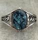 Old Vintage Native American Navajo Turquoise Twisted silver Rope Bracelet 6.5in