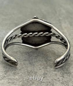 Old Vintage Native American Navajo Turquoise Twisted silver Rope Bracelet 6.5in