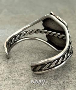Old Vintage Native American Navajo Turquoise Twisted silver Rope Bracelet 6.5in