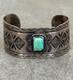 Old Vintage Native American Navajo Turquoise WIDE Silver Bracelet 6.5 In