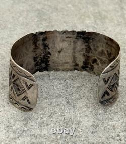 Old Vintage Native American Navajo Turquoise WIDE Silver Bracelet 6.5 In