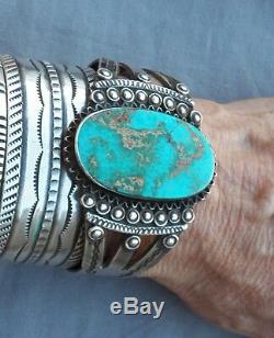 Old Vintage Native American Silver Royston Turquoise Cuff Bracelet 47.2 Grams