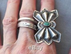 Old Vintage Native American Silver Turquoise Butterfly Concho Convert to Ring