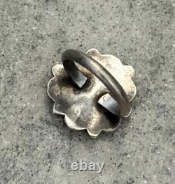 Old Vintage Native American ZUNI Green Turquoise Flower Cluster Ring Size 8