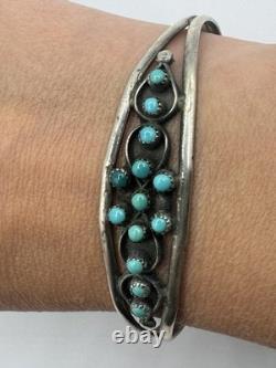 Omg? Vtg Zuni Navajo Snake Eye Turquoise Green Blue Sterling Cuff Native Americ