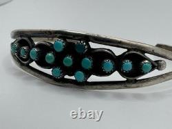 Omg? Vtg Zuni Navajo Snake Eye Turquoise Green Blue Sterling Cuff Native Americ
