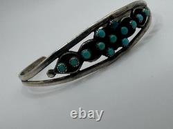 Omg? Vtg Zuni Navajo Snake Eye Turquoise Green Blue Sterling Cuff Native Americ