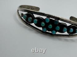 Omg? Vtg Zuni Navajo Snake Eye Turquoise Green Blue Sterling Cuff Native Americ