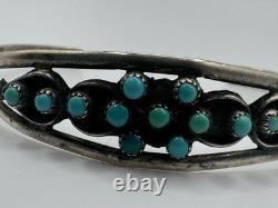 Omg? Vtg Zuni Navajo Snake Eye Turquoise Green Blue Sterling Cuff Native Americ