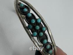 Omg? Vtg Zuni Navajo Snake Eye Turquoise Green Blue Sterling Cuff Native Americ
