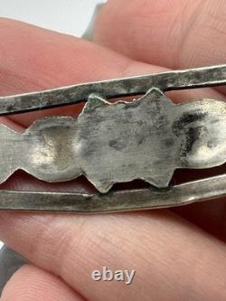 Omg? Vtg Zuni Navajo Snake Eye Turquoise Green Blue Sterling Cuff Native Americ
