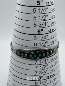 Omg? Vtg Zuni Navajo Snake Eye Turquoise Green Blue Sterling Cuff Native Americ