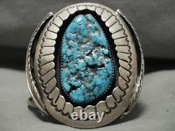 One Of Best Ever Vintage Navajo Orville Tsinnie (d.) Turquoise Silver Brascelet