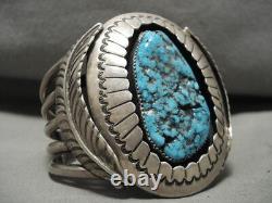 One Of Best Ever Vintage Navajo Orville Tsinnie (d.) Turquoise Silver Brascelet