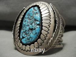 One Of Best Ever Vintage Navajo Orville Tsinnie (d.) Turquoise Silver Brascelet