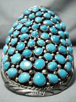 One Of The Best Ever Vintage Navajo Blue Turquoise Sterling Silver Bracelet