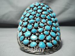 One Of The Best Ever Vintage Navajo Blue Turquoise Sterling Silver Bracelet