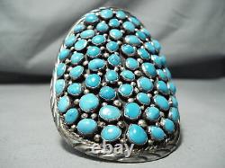 One Of The Best Ever Vintage Navajo Blue Turquoise Sterling Silver Bracelet