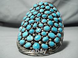 One Of The Best Ever Vintage Navajo Blue Turquoise Sterling Silver Bracelet