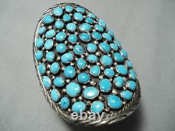 One Of The Best Ever Vintage Navajo Blue Turquoise Sterling Silver Bracelet