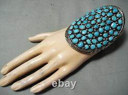 One Of The Best Ever Vintage Navajo Blue Turquoise Sterling Silver Bracelet