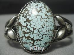 One Of The Best Vintage Navajo #8 Turquoise Sterling Silver Bracelet Old