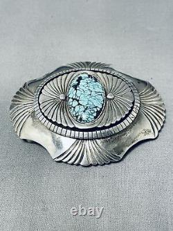 One Of The Best Vintage Navajo Spiderweb Turquoise Sterling Silver Buckle