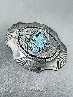 One Of The Best Vintage Navajo Spiderweb Turquoise Sterling Silver Buckle